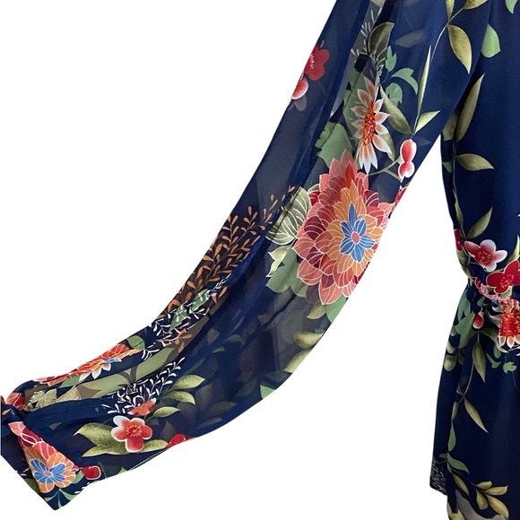 Lulus Run Away With Me Navy Blue Floral Print Long Sleeve Romper - Picture 7 of 12